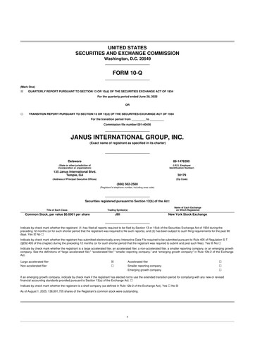 Miniature Janus International Group 10-Q Rapport trimestriel 2025 