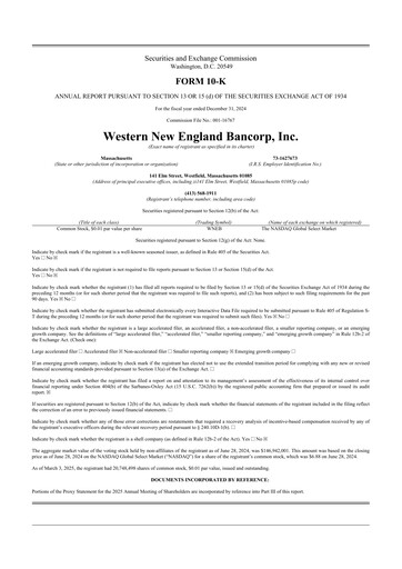 Thumbnail Western New England Bancorp 10-K Annual Report 2024