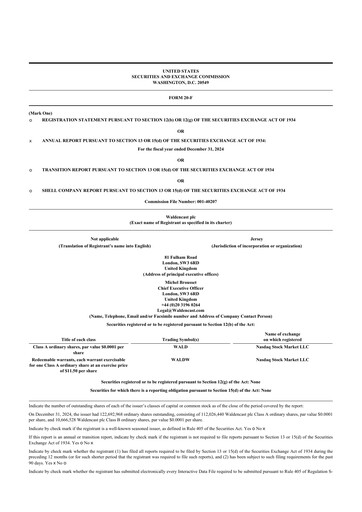 Miniature Waldencast 20-F Rapport annuel 2024