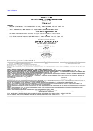 Thumbnail SOPHiA GENETICS 20-F Annual Report 2024