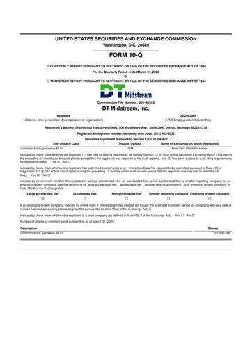 Miniature DT Midstream 10-Q Rapport trimestriel 2025 