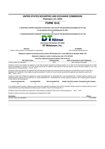 Miniature DT Midstream 10-Q Rapport trimestriel 2025 