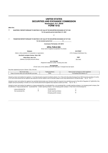 Vorschaubild OPAL Fuels 10-Q Quartalsbericht 2023 