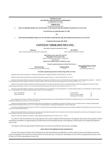 Thumbnail Context Therapeutics 10-K Annual Report 2023