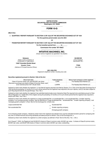 Miniature Intuitive Machines 10-Q Rapport trimestriel 2024 