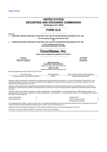 Thumbnail Couchbase 10-Q Quarterly Report FY2024 