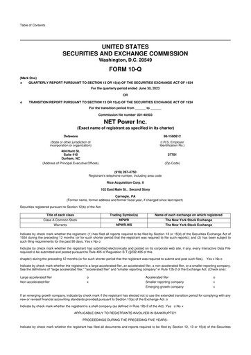 Miniature NET Power 10-Q Rapport trimestriel 2023 