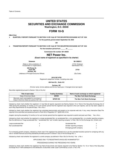 Miniature NET Power 10-Q Rapport trimestriel 2023 