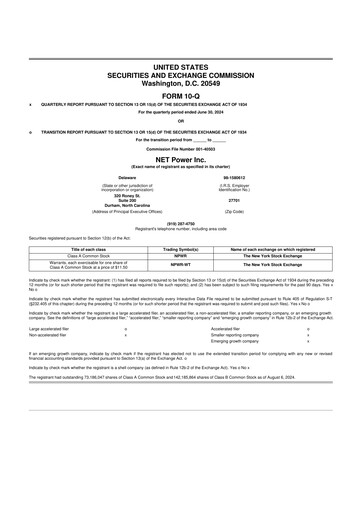 Miniature NET Power 10-Q Rapport trimestriel 2024 