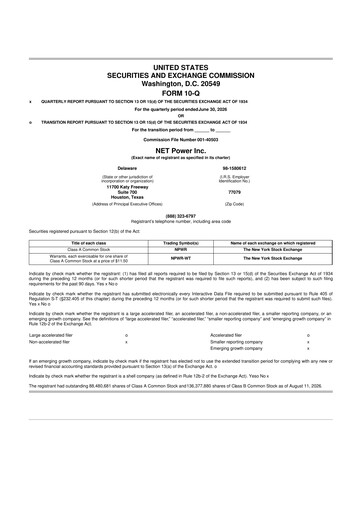 Thumbnail NET Power 10-Q Quarterly Report FY2026 