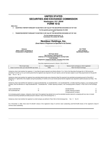 Vorschaubild Nextdoor 10-Q Quartalsbericht 2022 