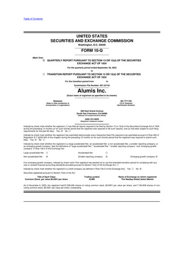 Thumbnail Alumis 10-Q Quarterly Report FY2025 