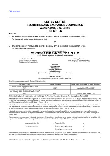 Thumbnail Centessa Pharmaceuticals 10-Q Quarterly Report FY2021 