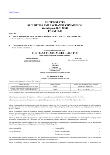 Miniature Centessa Pharmaceuticals 10-K Rapport annuel 2021