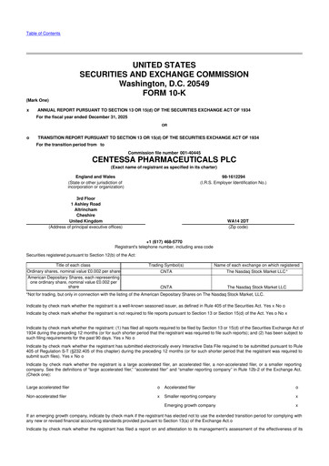 Thumbnail Centessa Pharmaceuticals 10-K Annual Report 2025