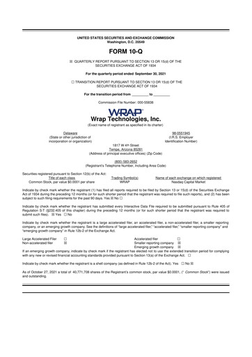 Miniature Wrap Technologies
 10-Q Rapport trimestriel 2021 