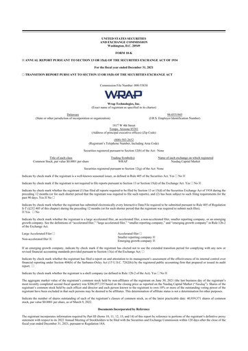 Miniature Wrap Technologies
 10-K Rapport annuel 2021