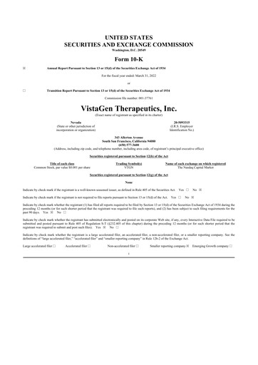 Thumbnail VistaGen Therapeutics
 10-K Annual Report 2022