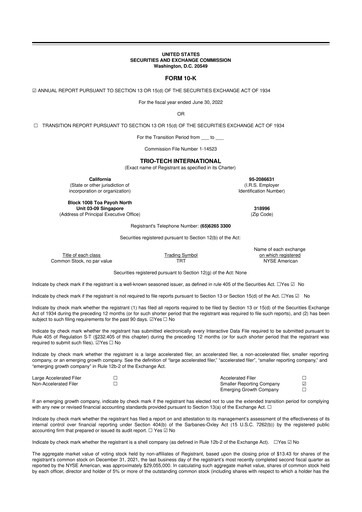 Thumbnail Trio-Tech International 10-K Annual Report 2022