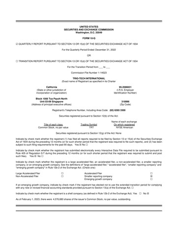 Thumbnail Trio-Tech International 10-Q Quarterly Report FY2023 Q2