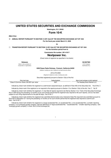 Thumbnail Nextpower 10-K Annual Report 