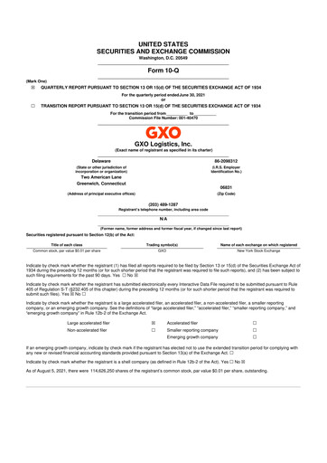 Thumbnail GXO Logistics 10-Q Quarterly Report FY2021 