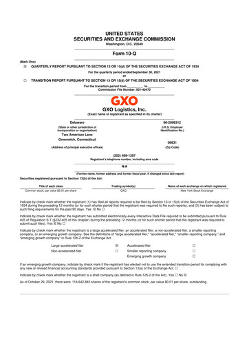 Thumbnail GXO Logistics 10-Q Quarterly Report FY2021 