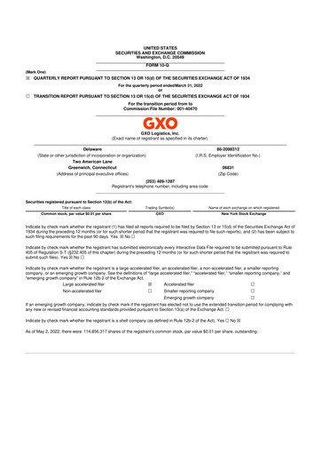 Thumbnail GXO Logistics 10-Q Quarterly Report FY2022 