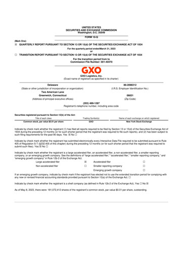 Thumbnail GXO Logistics 10-Q Quarterly Report FY2023 