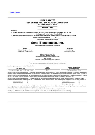 Thumbnail Senti Biosciences 10-Q Quarterly Report FY2023 