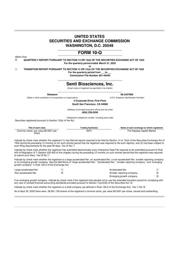 Thumbnail Senti Biosciences 10-Q Quarterly Report FY2025 