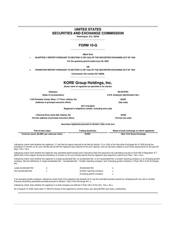 Thumbnail KORE Group 10-Q Quarterly Report FY2025 