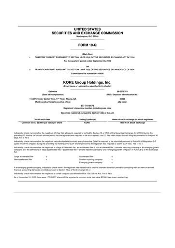 Thumbnail KORE Group 10-Q Quarterly Report FY2025 