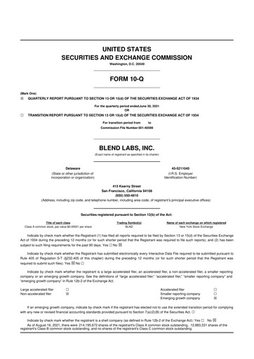 Thumbnail Blend Labs 10-Q Quarterly Report FY2021 