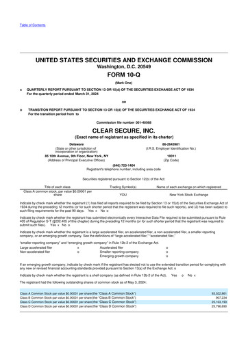 Miniature CLEAR Secure 10-Q Rapport trimestriel 2024 