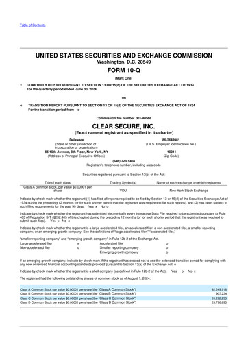 Miniature CLEAR Secure 10-Q Rapport trimestriel 2024 