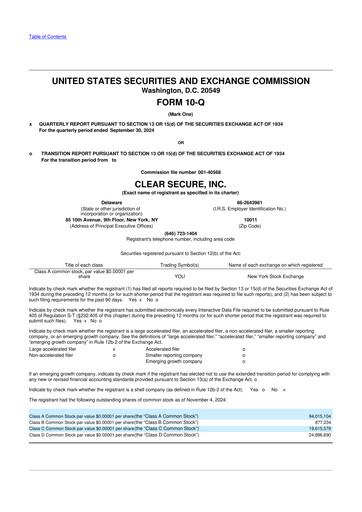 Miniature CLEAR Secure 10-Q Rapport trimestriel 2024 