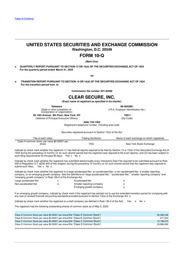 Miniature CLEAR Secure 10-Q Rapport trimestriel 2025 