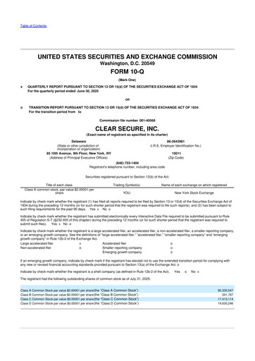Miniature CLEAR Secure 10-Q Rapport trimestriel 2025 