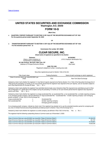 Miniature CLEAR Secure 10-Q Rapport trimestriel 2025 