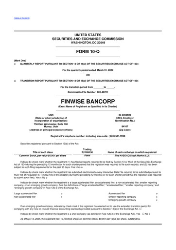 Thumbnail FinWise Bancorp 10-Q Quarterly Report FY2024 
