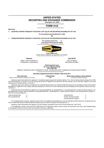 Thumbnail Core & Main 10-Q Quarterly Report FY2022 