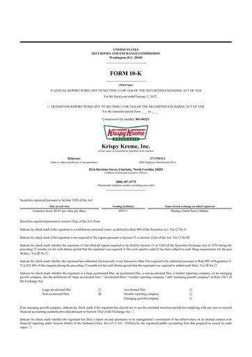 Thumbnail Krispy Kreme
 10-K Annual Report 2021
