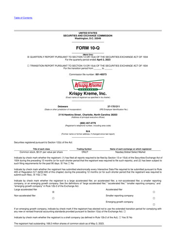 Thumbnail Krispy Kreme
 10-Q Quarterly Report FY2023 