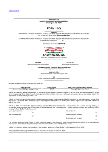 Thumbnail Krispy Kreme
 10-Q Quarterly Report FY2024 