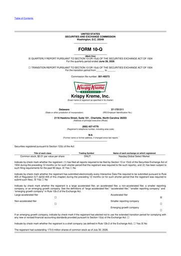 Thumbnail Krispy Kreme
 10-Q Quarterly Report FY2026 