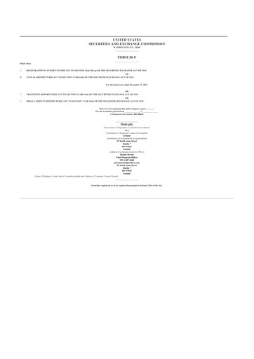 Thumbnail Dole PLC 20-F Annual Report 2022