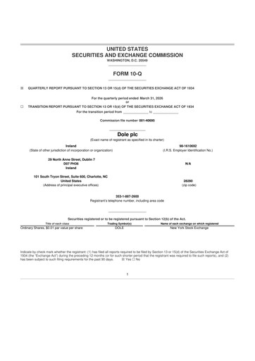 Thumbnail Dole PLC 10-Q Quarterly Report FY 
