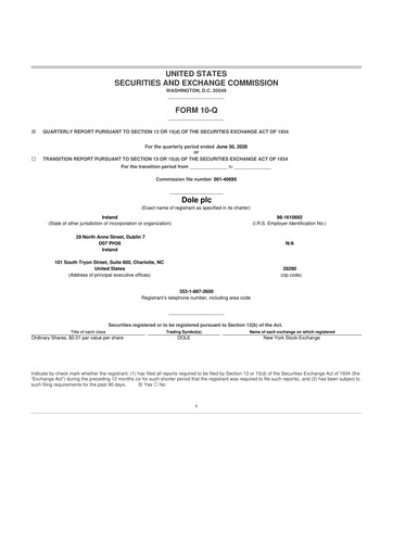 Thumbnail Dole PLC 10-Q Quarterly Report FY2026 