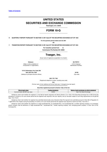 Thumbnail Traeger 10-Q Quarterly Report FY2021 
